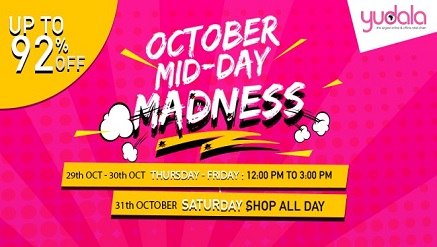 Yudala October Mid-Day Madness Offers 92% off “Craziest” Deals