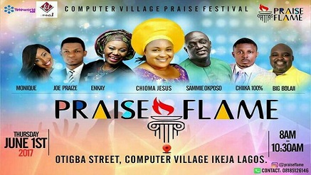 TD Storms Computer Village with Praise Flame