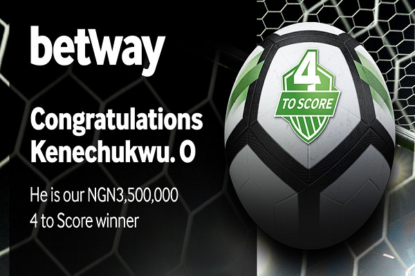 Soccer Enthusiast Wins NGN 3.5m in Betway’s 4-to-Score Promotion
