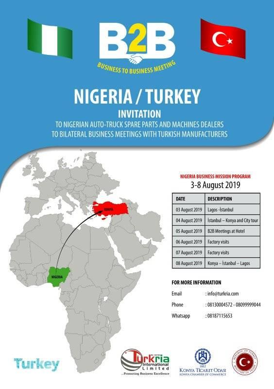 Turkey Ministry of Trade to Hold Bilateral Business Meetings with Nigeria