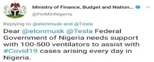 FG Regrets Begging Musk, U.S. Billionaire for Ventilators