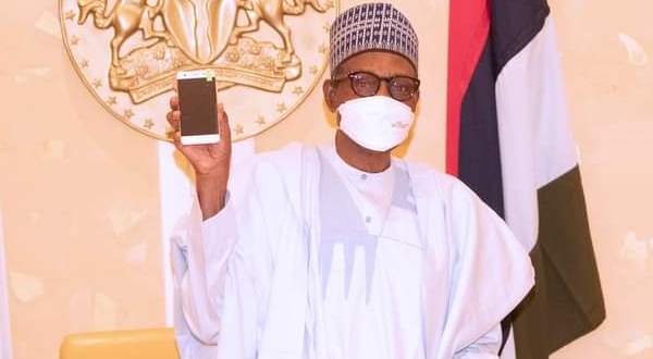 Buhari Receives First Made in Nigeria Mobile Phone