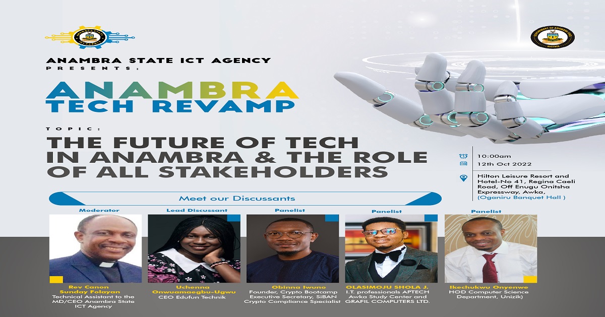 Anambra State Tech Revamp Comes up on Wednesday, 12.10.22