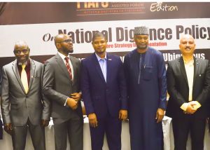 L-R: Adewale Sulaiman, GM, Network Enterprise Services, MTN Nigeria; Chidi Ajuzie, Group Chief Operating Officer, WTES Projects Limited; Omobayo Azeez, Convener PIAFo and Publisher, Business Metrics Nigeria; Engr Usman Aliyu, Sec. BISC and Head, Wireless Network, NCC, (Rep. Minister of Communications and Digital Economy) and Ashwani Mishra, Director of ICT Strategy and Marketing, Huawei Technologies at the fourth edition of PIAFo held in Lagos.