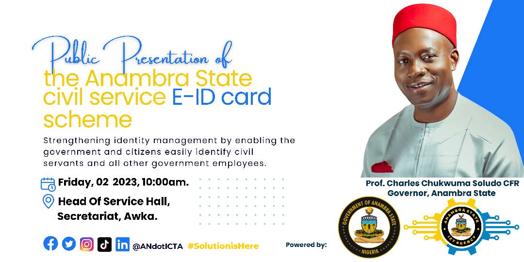 Gov. Soludo to Launch Anambra ICT Agency’s eID Card for Civil Servants