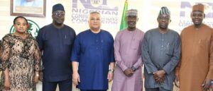 L-R: Director, Legal and Regulatory Services, Nigerian Communications Commission (NCC), Helen Obi; Chief Legal and Regulatory Services, Airtel Network, Shola Adeyemi; Chief Executive Officer, Airtel Network, Carl Cruz; Executive Vice Chairman/Chief Executive Officer, NCC, Dr. Aminu Maida; Executive Commissioner, Stakeholder Management, NCC, Adeleke Adewolu and Director, Policy, Competition and Economic Analysis, Ayuba Shuaibu, during a visit by Airtel Nigeria management to the Commission's Head Office in Abuja on Wednesday