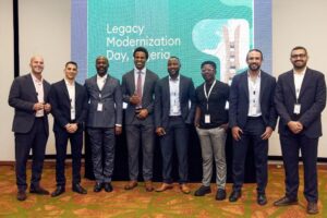 L-R: Anders Fabry - Regional Director (Middle East, Turkey & Africa), MongoDB; Mahdi Farran - Enterprise Growth, MongoDB; Afolabi Bolaji - Director of Sales, Tier5 Technologies; Rotus Oddiri - News Anchor, Arise News; Samson Abodunrin - Consulting Engineer, MongoDB; Folasayo Olayemi - Community Manager/Lead, MongoDB User Group; Waleed Mowafy - Solutions Architect, MongoDB and Mahmoud Thakeb - Enterprise Account Executive, MongoDB recently at the "Legacy Modernisation Day" event in Lagos.