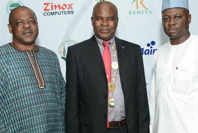 (L-r):   Engr. S.A.C. Longe of Data Alliance Co. Ltd, Prof. David Adewumi, president, Nigeria Computer Society (NCS) and Hon. Ibrahim Sheu Gusau, chairman House Committee on ICT, during NITMA 2013 held in Lagos at the weekend.