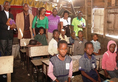 Ribena and Tetra Pak West Africa at the hand over 80 desk and chair units made from recycled empty packs of Ribena to the LOTS Foundation in Dustbin Estate in Ajegunle area of Lagos State