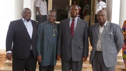 (L-r): Jide Awe, chairman, Publicity and Events Committee, Moses Braimah, chairman, Conferences Committee, both of the Nigeria Computer Society (NCS), Professor Benjamin Chukwuma Ozumba, vice chancellor, University of Nigeria, Nsukka and Dadson Nwakalo, chairman, NCS 2014 Conference Local Organizing Committee, during stakeholders meeting towards 25th National Conference of NCS holding in Enugu State soon.