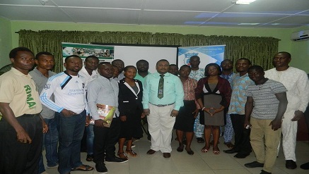 Dr. Oyewole Oyedokun, president, Records and Information Management Awareness (RIMA), Foundation flanked by participants at RIMA Foundation quarterly training held in Lagos…recently.