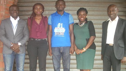 (L-r): Owoyemi Delight, member of the event Committee, Vivian Iweha, Carmudi Staff, Sarah Adetokunbo and another member of Ibadan Mega trade fair 2014 organising Committee, after signing of a MOU, recently.