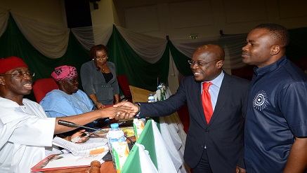 L-R: Senator Ifeanyi Okowa, chairman, Senate Committee on Health, Senator Adegbenga Kaka, member, Senate Committee on Health, Freddy Messanvi, director, Corporate and Regulatory Affairs, British American Tobacco Nigeria (BATN) and Justin Damsa, regulatory affairs manager, BATN, at the One-Day Public Hearing on the Tobacco Control Bill, organised by the Senate Committee on Health, at the National Assembly Complex, Abuja, on Wednesday.‎