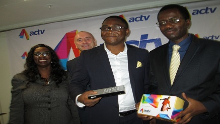 ‎(R-l) Joseph Chitanta, chief operating officer, Godfrey Orkeh, managing director and chief executive officer, Ken, a consultant, and Akpo Gordon, media consultant, in lighter mood during a press conference held In Lagos on Wednesday, on the launch of African Cable Television (ACTVE) in Nigeria.