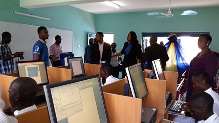 Guests and students at the official handover of a new ICT laboratory donated iConcepts Limited as part of its community social responsibility to Government Senior College, Victoria \Island, recently.