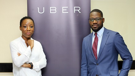 (L-r): Ebi Atawodi, general manager (Lagos) and Sola Lawal, operations manager (Lagos), both representing Uber, during Uber media launch in Nigeria held in Lagos on Wednesday.