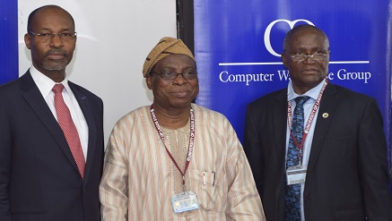 (L-R) Mr. Phillip Obioha, Chief Operating Officer, CWG Plc; Professor R.A Bello, Vice-Chancellor, University of Lagos and Professor Duro Oni, Deputy Vice-Chancellor (Management Services).