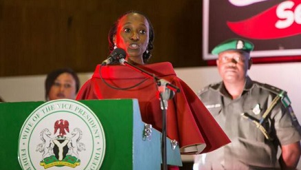 Mrs Dolapo Osinbajo, wife of the Vice President, while delivering her speech at the Airtel Touching Lives Season 2 launch in Abuja.