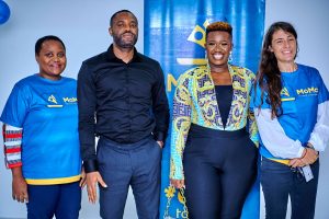 L-R: Senior Manager Group Fintech, MoMo PSB, Margaret Kabwongera; Chief Executive Officer, MoMo PSB, Usoro Usoro; Nigerian Actress and Comedienne, Anita Asuoha AKA, Real Warri Pikin and General Manager, MoMo PSB, Elsa Muzzolini at the unveiling of Real Warri Pikin as the first-ever MoMo PSB Ambassador at MoMo PSB Headquarters in Lagos on Tuesday, August 30, 2022.