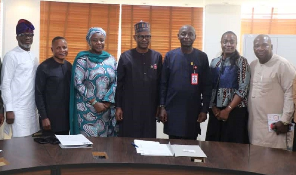 L-R: Dr. Omoniyi Ibietan, Head, Media Relations, Nigerian Communications Commission (NCC); Tunji Jimoh, Head, Administration, NCC; Hafsat Lawal, Head, Human Capital; Usman Malah, Director, Human Capital and Administration; Dr. Omale Amedu, Ag. Director General, National Blood Service Commission (NBSC); Dr. Adaeze Oreh, Head, Planning Research and Statistics, NBSC and Dr. Ayoola Abiodun, Deputy Director, Hospital Linkage Programme, NBSC during a courtesy visit by the blood commission to NCC in Abuja recently.